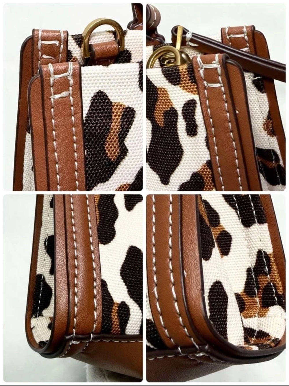 Tory Burch Brown and White Leopard-Print Canvas Satchel - Picture 10 of 15
